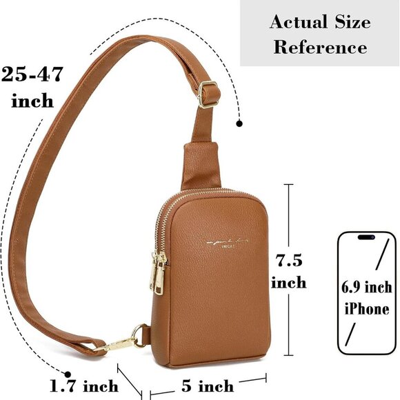 Travel Small Sling Bag Leather Crossbody Bags for Women Fanny Packs Cross Body B - Picture 3 of 8